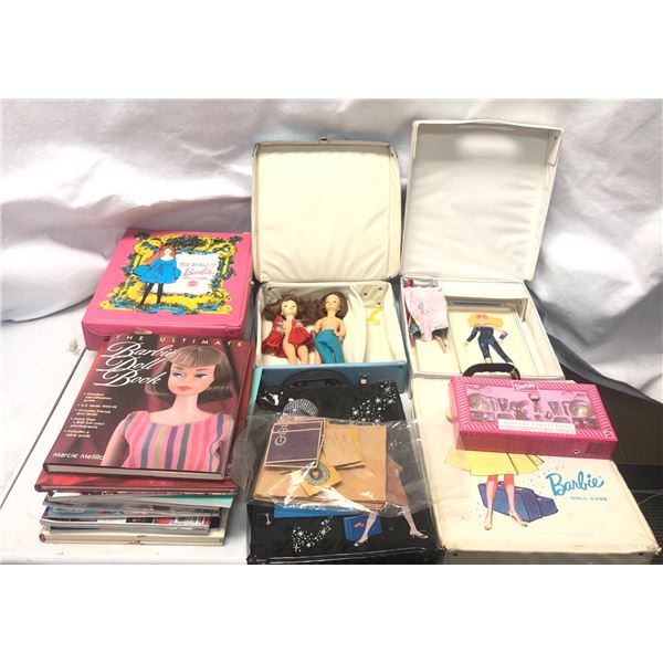 Group of 6 vintage Barbie doll cases (some include dolls in case) / Barbie special collection tea se