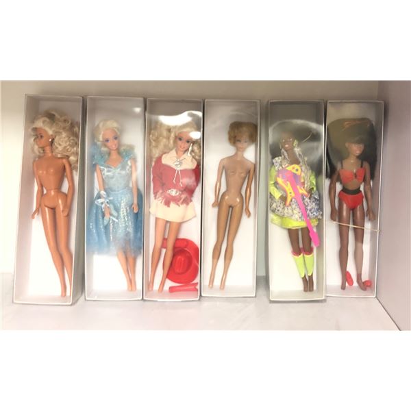 Group of 6 vintage Barbie dolls - includes Christie w/ glow in the dark costume / 1991 Shani dazzle 