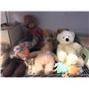 Image 2 : 2 Shelves full of assorted vintage dolls / doll accesories & stuffed animals - includes beating drum