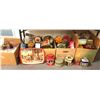 Image 1 : 4 boxes full of vintage trays & tin boxes & misc - includes english hunting pub scene serving tray /