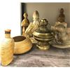 Image 1 : Group of 7 assorted vintage estate items - includes antique oil lamp / native basket bottle / hand c