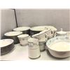 Image 2 : 42 pc contemporary Noritake blue hill dinnerware items - includes tea cups / serving plates