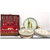 Image 1 : Group of estate silverplate cutlery set & decorative plates - John F Kennedy plate / Charles Chaplin