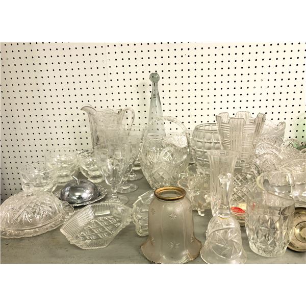 Group of assorted vintage estate glassware - includes bowls / wine cups / pitcher etc - approx 40 pc