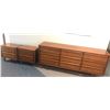 Image 1 : modern walnut 9-drawer dresser (approx 72" W x 18" L x 30 1/2" H) & 2 mid-century 2-drawer nigh