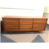 Image 2 : modern walnut 9-drawer dresser (approx 72" W x 18" L x 30 1/2" H) & 2 mid-century 2-drawer nigh