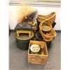 Image 1 : Group of 11 assorted vintage estate items - includes wicker cradles / wicker basket / magazine holde