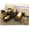 Image 1 : Group of assorted vintage estate items - includes baby doll strollers w/ dolls / Victorian baby carr