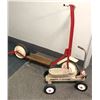 Image 1 : group of 2 vintage estate items - includes Vintage Radio Flyer tricycle & red vintage scooter