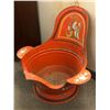 Image 1 : Vintage decorative orange painted wash tub