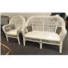 Image 1 : Group of 2 antique white Victorian wicker patio pcs - includes loveseat (approx 48" W x 24" L x 34" 