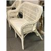 Image 2 : Group of 2 antique white Victorian wicker patio pcs - includes loveseat (approx 48" W x 24" L x 34" 