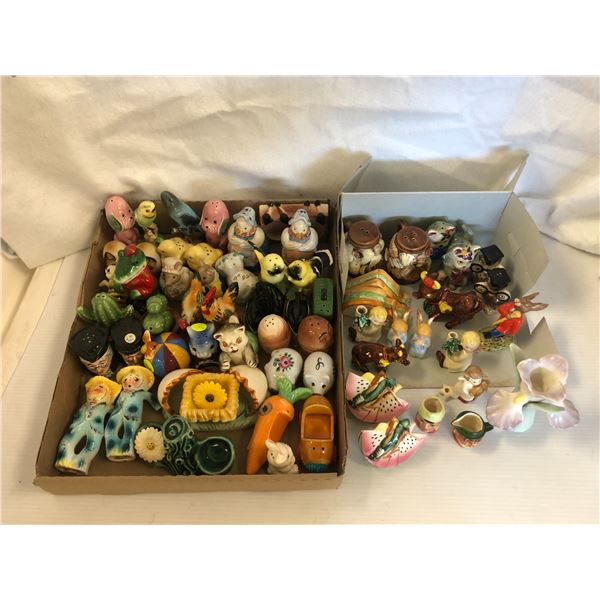 Group of assorted vintage estate ceramic decorative pcs and salt & pepper shakers - includes Royal D