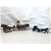 Image 1 : Group of 3 vintage estate items - includes 2 cast iron horses & rider on wagon / horse pushing pulli