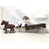 Image 2 : Group of 3 vintage estate items - includes 2 cast iron horses & rider on wagon / horse pushing pulli