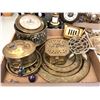 Image 2 : group of vintage estate items - includes brass bell / barometer / lantern / Brass plaques etc - appr