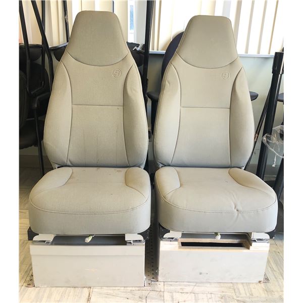 Set of 2 grey helicopter seats - approx 20  W X 19 1/2  L X 45  H