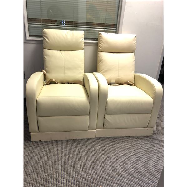 Set of 2 beige First Class Airplane Armchairs - approx 25 1/2" L x 30" W x 40"