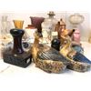 Image 2 : Group of assorted vintage estate items - includes clear glass oil lamp / copper & brass teapot / ame