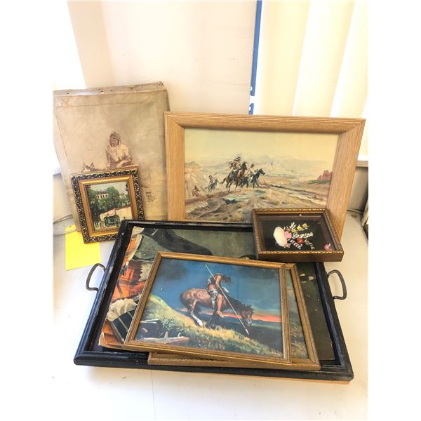 9 vintage estate portraits - includes Native American Indian camp horses (approx 11" x 9") / Native 