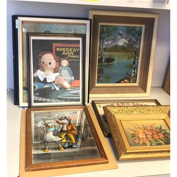 12 vintage estate framed portraits - includes raggedy Ann stories (approx 13" x 10") / Norman Rockwe