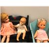 Image 2 : 4 Vintage estate baby dolls w/ bench, chair & cradle