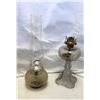 Image 2 : Group of 3 vintage estate clear glass kerosene oil lamps - includes Aladdin 1940's Washington drape 