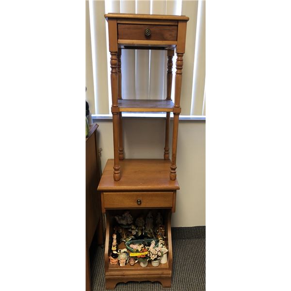 Group of 2 vintage estate tables - includes side table (approx 16  W x 15  L x 26  H) & 2 tier drawe