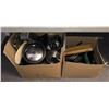 Image 1 : 2 boxes full of estate kitchenware - includes pots / lids / baking trays / knives etc