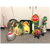 Image 1 : Group of assorted vintage Coca-Cola trays, 16" glass clown decanter / 21" glass Coke bottle etc