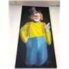 Image 1 : Vintage estate wall painting of clown - approx 15" x 30"