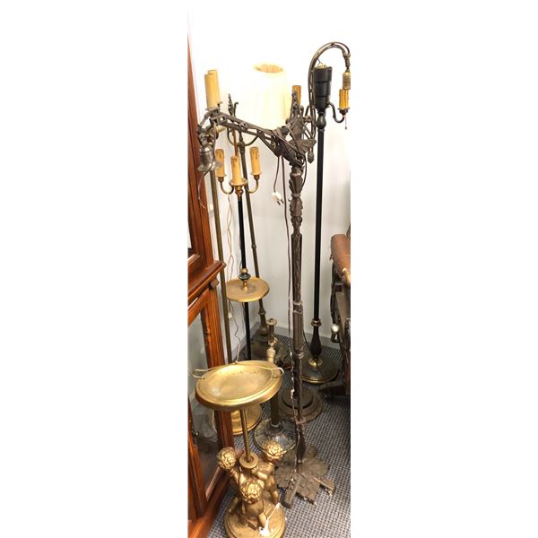 Group of approx 7 vintage estate floor lamps / candle lamp