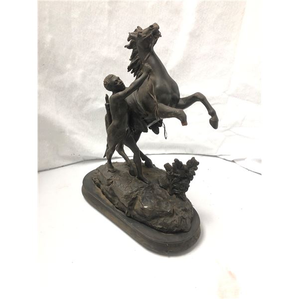 Guillaume (1677) Vintage Marley horse bronze sculpture w/ base - approx 14" W x 6" L x 17" H