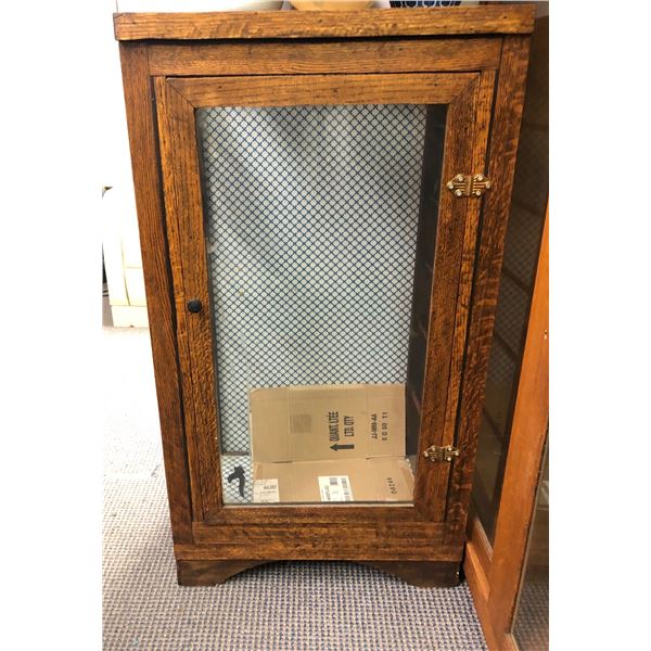 Vintage estate wood glass door display cabinet - 24 1/2  W x 15 1/2  L x 45 1/2  H