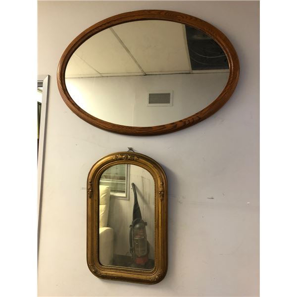 2 vintage estate wall mirrors - includes oval mirror (approx 42" x 29") & (approx 19" x 29")