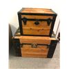 Image 1 : Group of 2 wooden chest boxes w/ contents (approx 28" x 16" x 18" H)