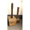 Image 2 : Group of 5 vintage estate items - includes wood miter jack / 2 wooden mallets / wood working cutting