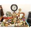 Image 1 : Group of assorted vintage estate decorative items - includes wall clock / figurines / retirement fun