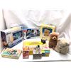 Image 1 : Group of assorted vintage estate toys - includes Chow Chow dog toy / wood furniture kit toy set / an