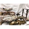 Image 3 : Group of vintage estate brass home decor - includes brass figurine lamps / spoons / brass Aladdin ge