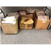 Image 1 : 4 boxes full of vintage estate rod pocket panels / bedsheets / Native American yellow leather etc