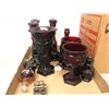 Image 3 : Group of 25 estate ruby red decanters - includes wine goblets / jugs / salt & pepper shakers etc