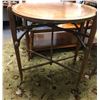 Image 2 : Group of 2 vintage estate tables - includes round side table (approx 24" x 27" H) & wooden top wicke