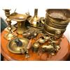 Image 2 : Group of vintage estate brass home decor - includes oil lamp / plates / pots / brass motor horn etc 