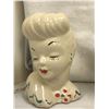 Image 2 : Set of 3 vintage estate ceramic glamour girl head vase planters