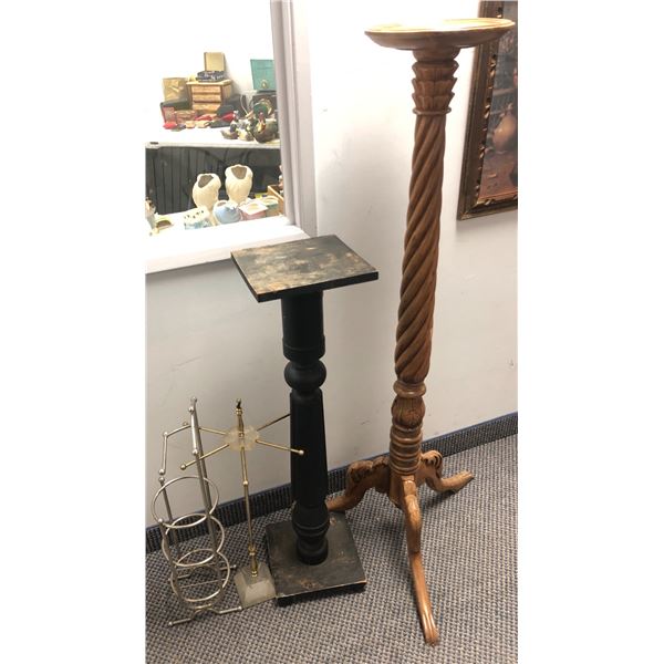 Group of 3 assorted vintage estate items - includes 19th century carved pedestal/black carved pedest