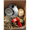 Image 2 : 2 boxes full of assorted vintage estate misc items - includes vintage portraits / oil lamps / cooker