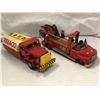 Image 1 : Group of 2 vintage collectible tin toys - includes Rare Japanese Tin Lithograph F.D. Fire Engine