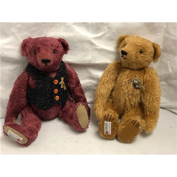 Group of 2 Vintage Hand-Made Teddy Bears - Hand-made by B.Gooch - BC, Canada