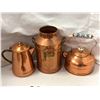 Image 2 : Group of vintage estate copper plated items - includes 1980's milk can / teapot / blue glass mini oi